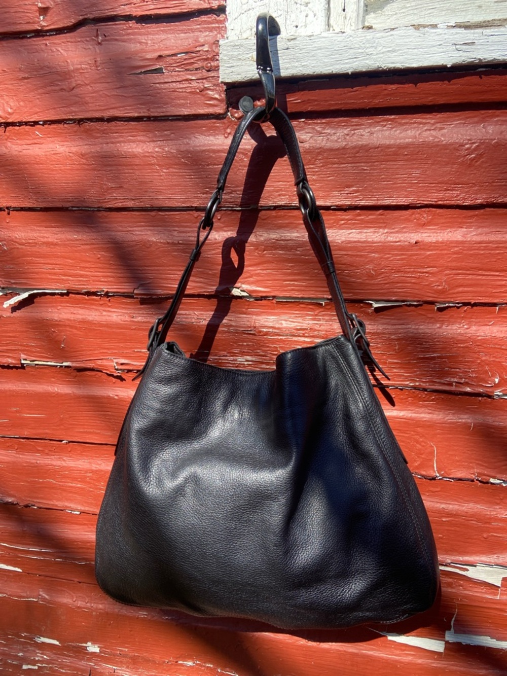 Bottega Veneta Vintage Black Leather Hobo Shoulder Bag Made in Italy